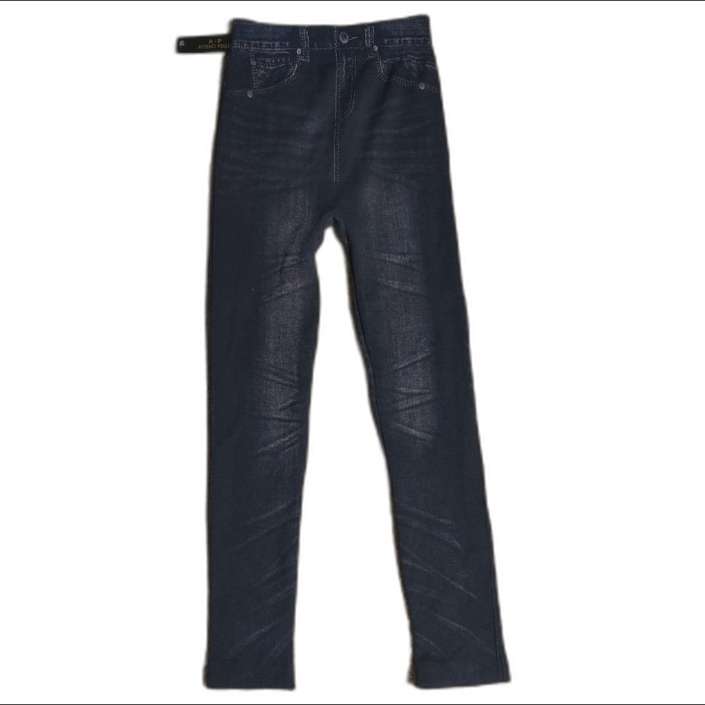 🆕 Attract Power dark wash Navy Bluish-black viscose-blend fall warm jeggings_OS